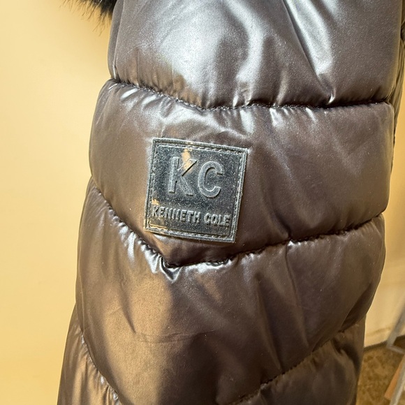 Kenneth Cole Black Long Puffer Coat Faux Fur Hood Women’s Size L – Gently Used - Picture 6 of 7
